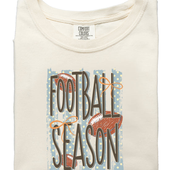 Football Season coquette bow Comfort Colors tee in Ivory - view 3