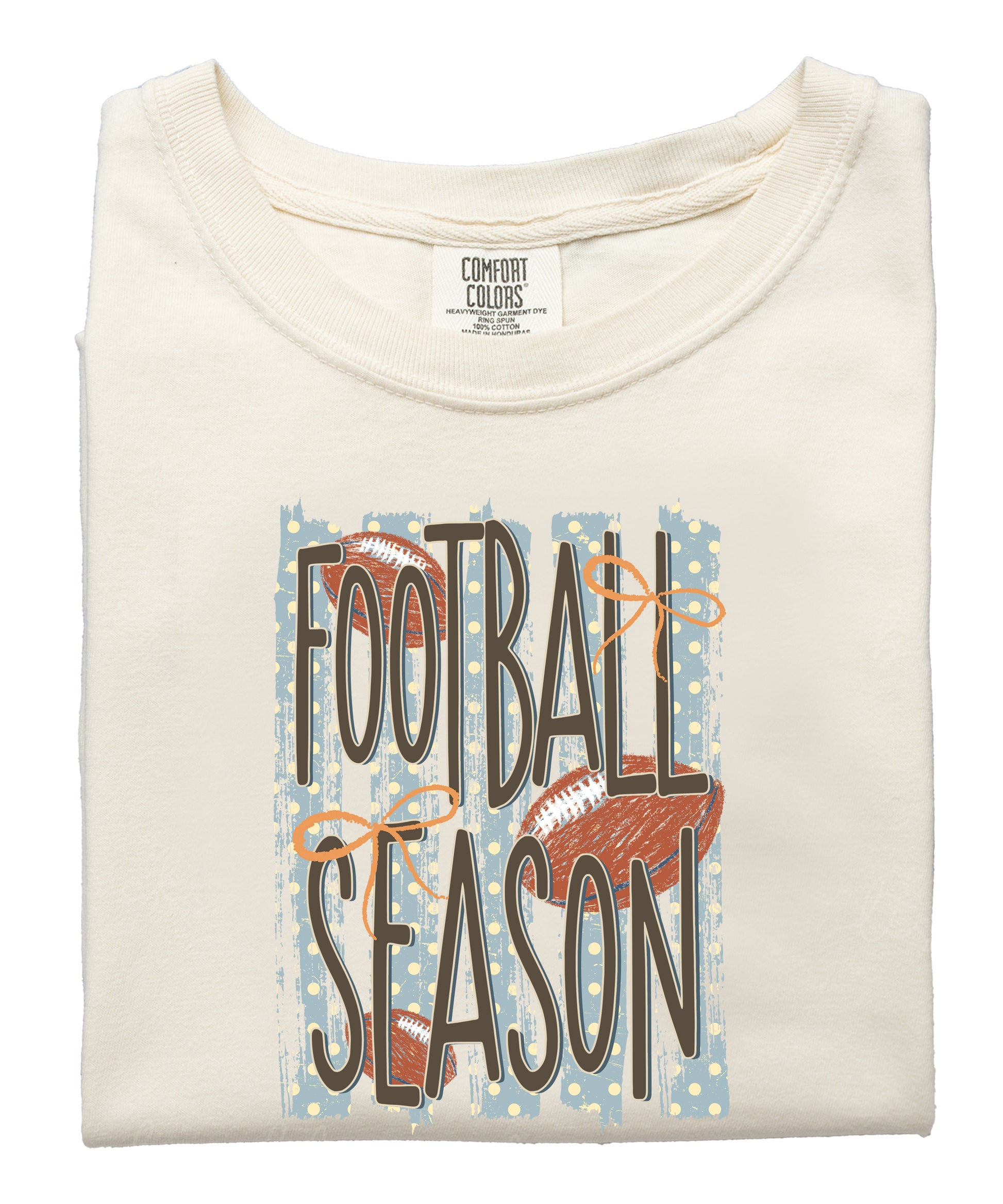 Football Season coquette bow Comfort Colors tee in Ivory - view 3