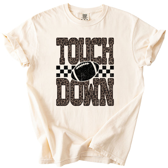 Leopard Print Touchdown Comfort Colors tee in Ivory - view 3