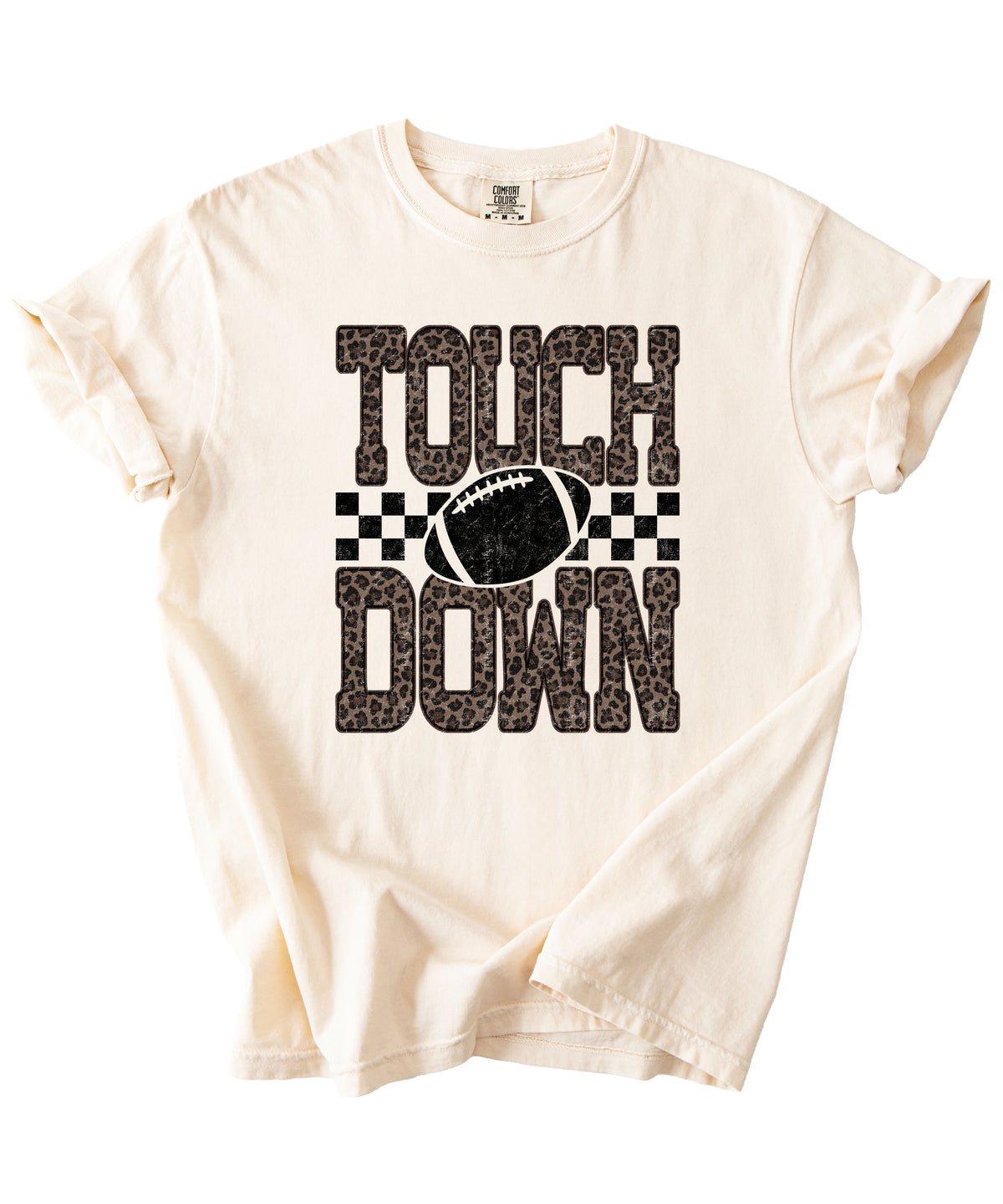 Leopard Print Touchdown Comfort Colors tee in Ivory - view 3
