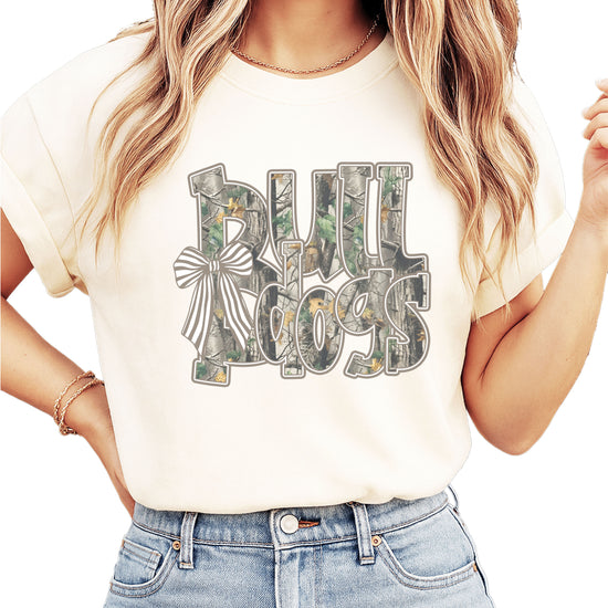 Bulldogs Camo Coquette Bow Comfort Colors tee in Ivory - view 4