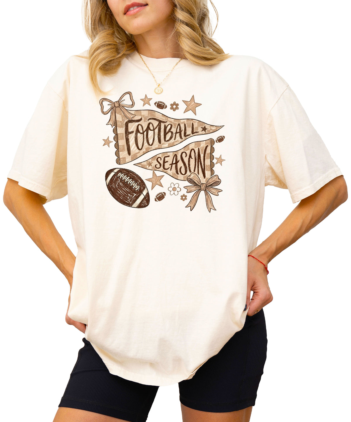Olive Loves Apple Football Season game day tee - Ivory Shirt - view 4