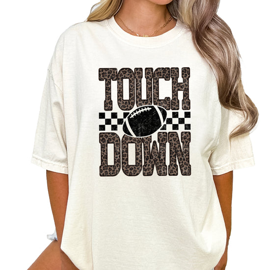 Leopard Print Touchdown Comfort Colors tee in Ivory - view 4