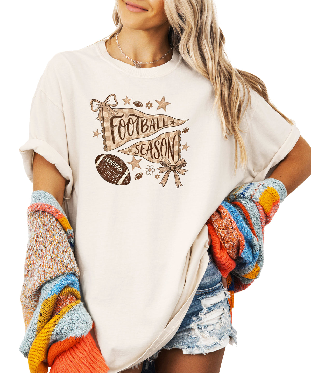 Olive Loves Apple Football Season game day tee - Ivory Shirt - view 5