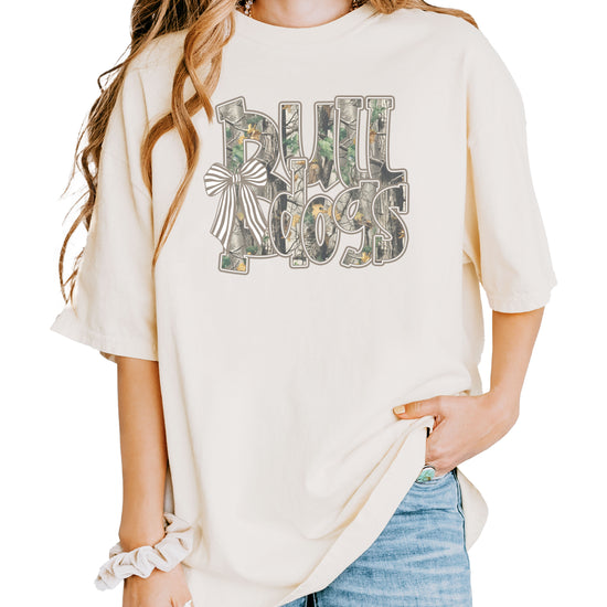 Bulldogs Camo Coquette Bow Comfort Colors tee in Ivory - view 5