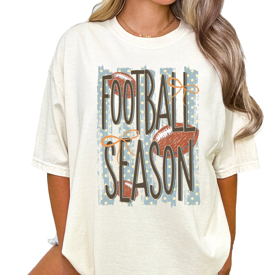 Football Season coquette bow Comfort Colors tee in Ivory - view 5