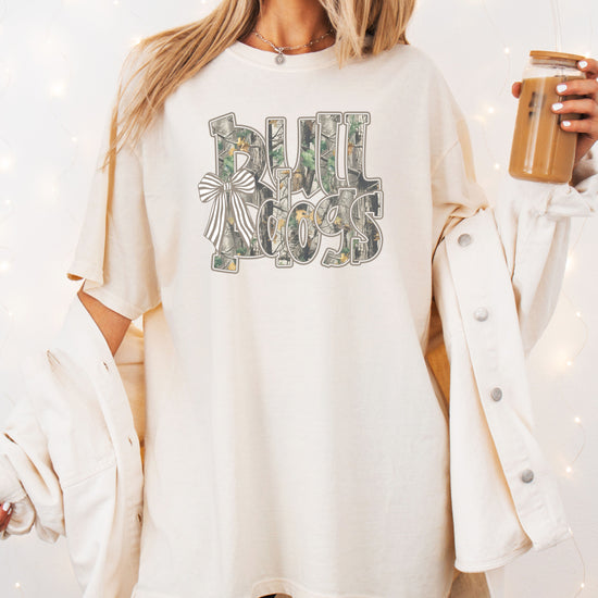 Bulldogs Camo Coquette Bow Comfort Colors tee in Ivory - view 6