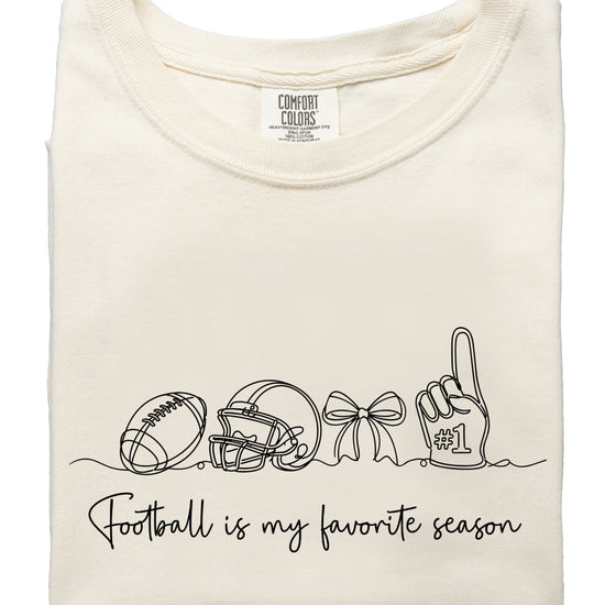 Football is My Favorite Season game day coquette bow Comfort Colors tee, Ivory Shirt, view 6