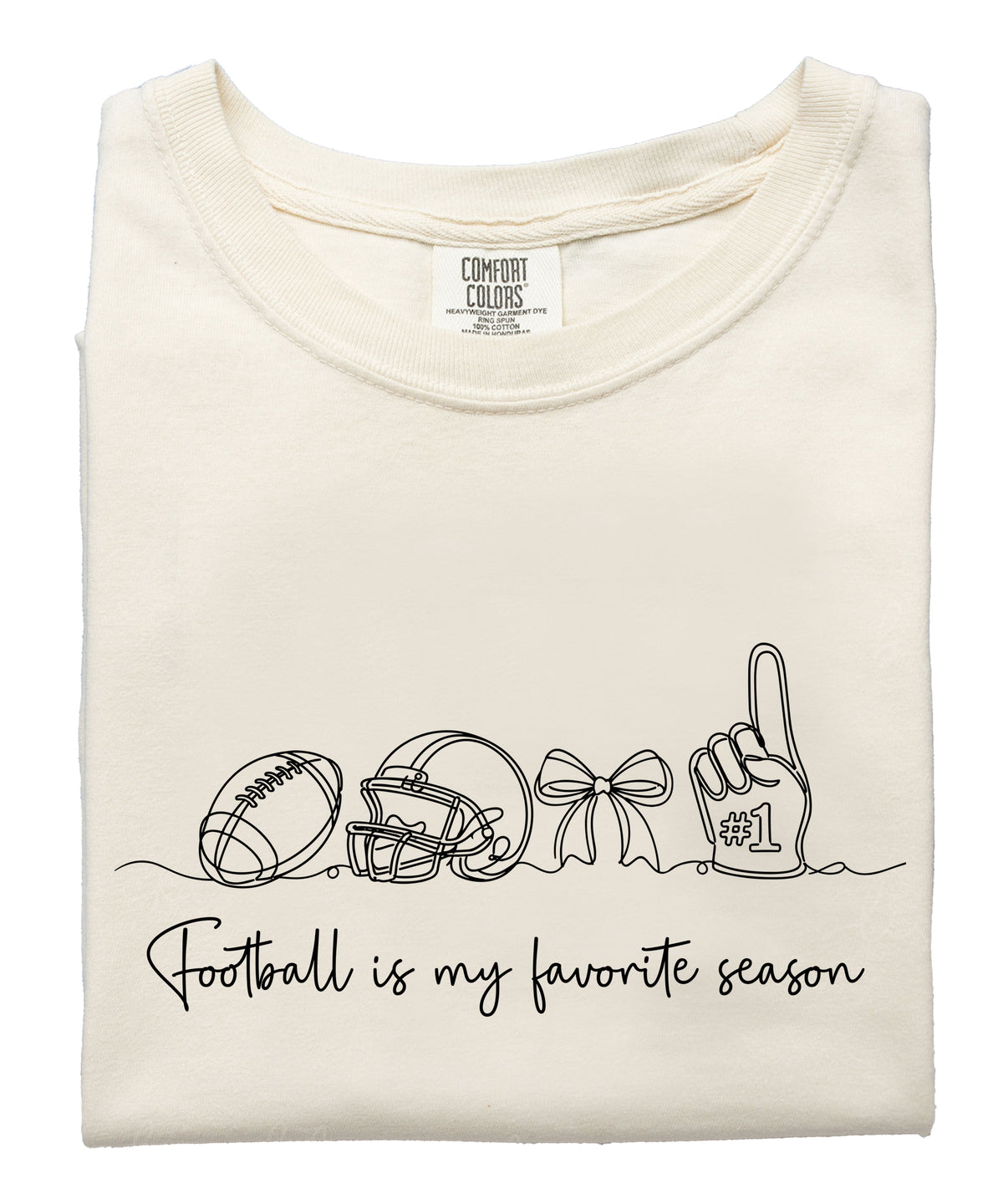 Football is My Favorite Season game day coquette bow Comfort Colors tee, Ivory Shirt, view 6
