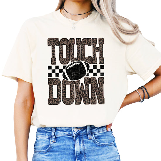 Leopard Print Touchdown Comfort Colors tee in Ivory - view 6