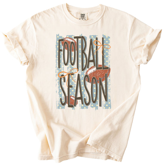 Football Season coquette bow Comfort Colors tee in Ivory - view 7