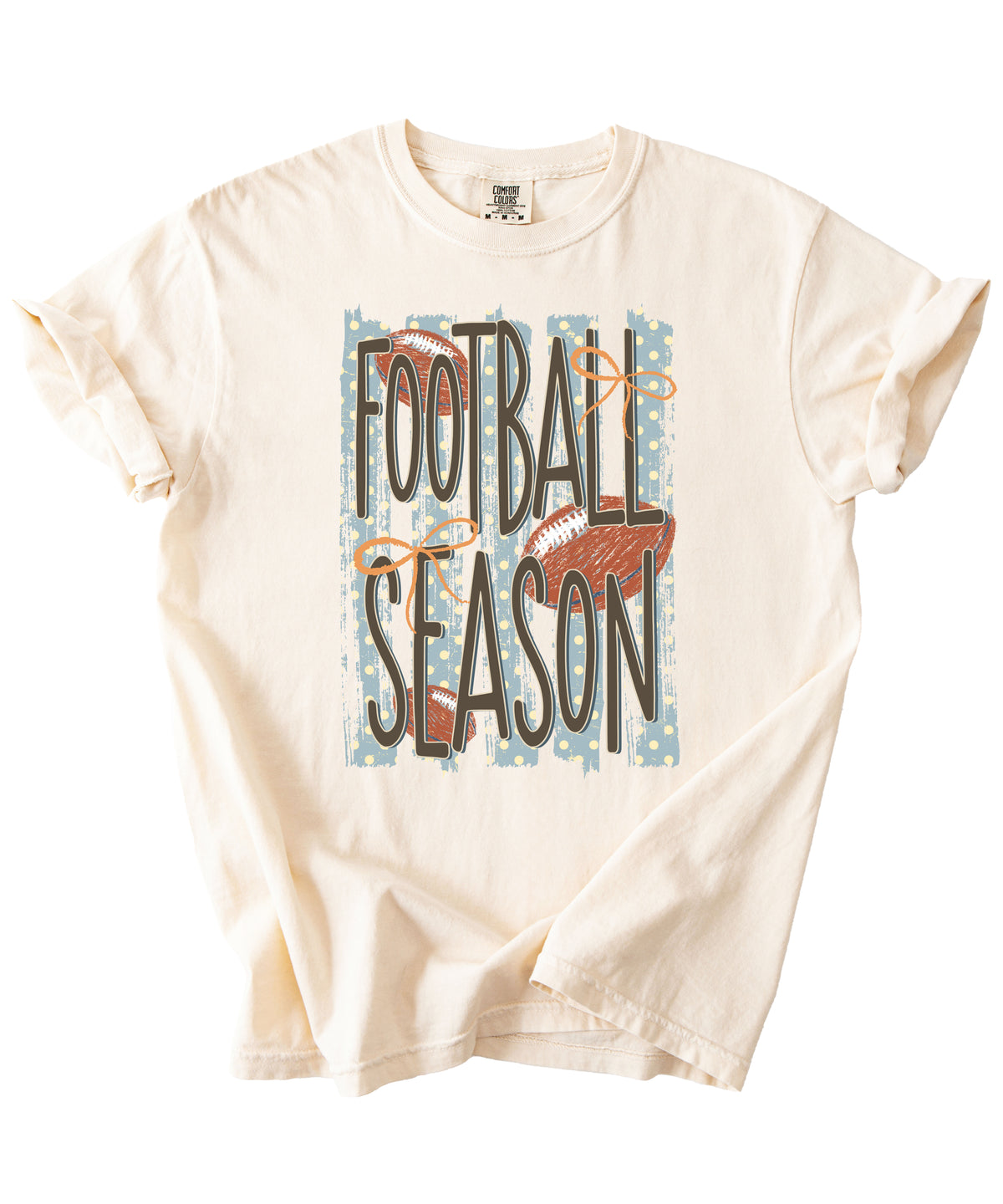 Football Season coquette bow Comfort Colors tee in Ivory - view 7