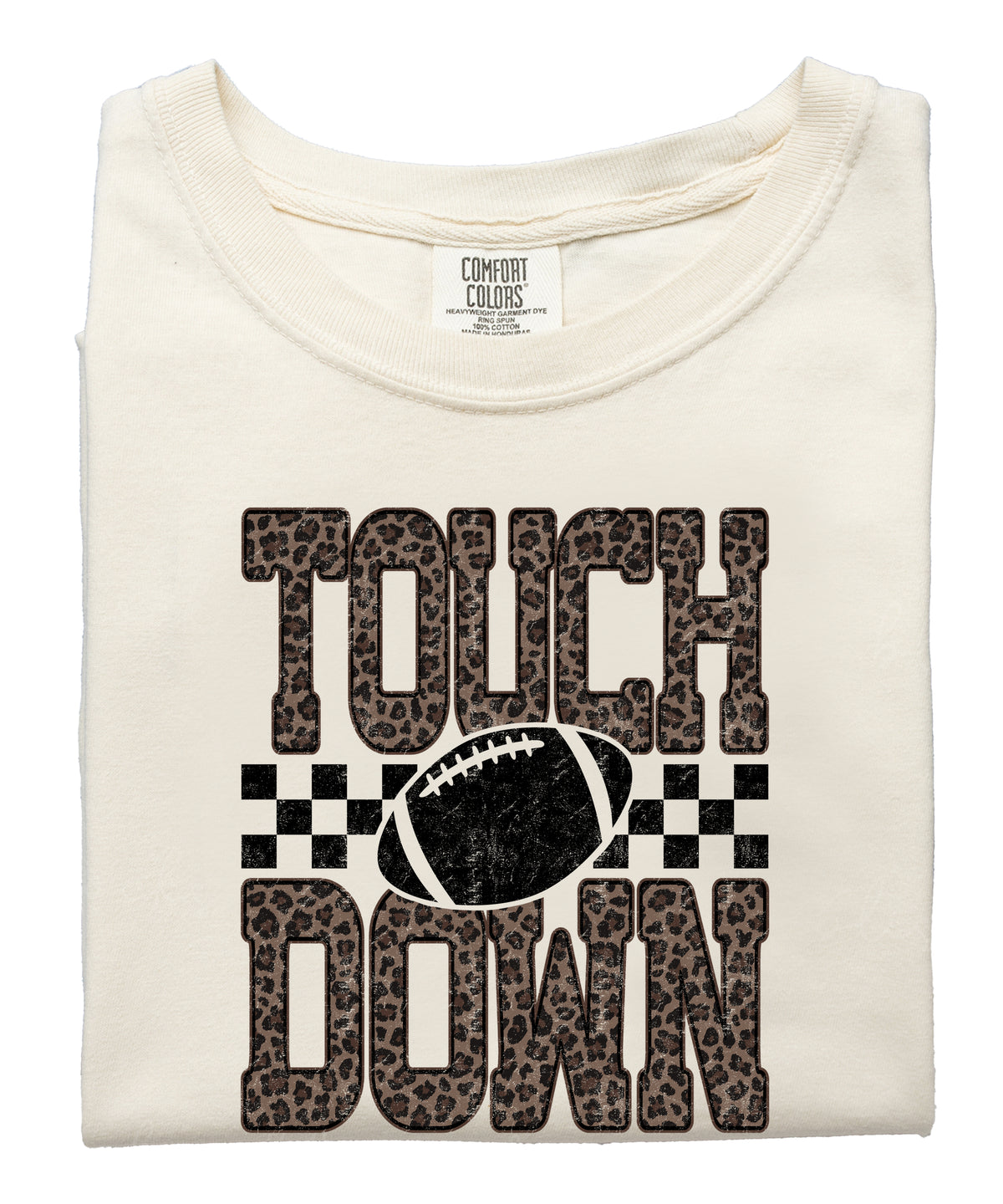 Leopard Print Touchdown Comfort Colors tee in Ivory - view 7