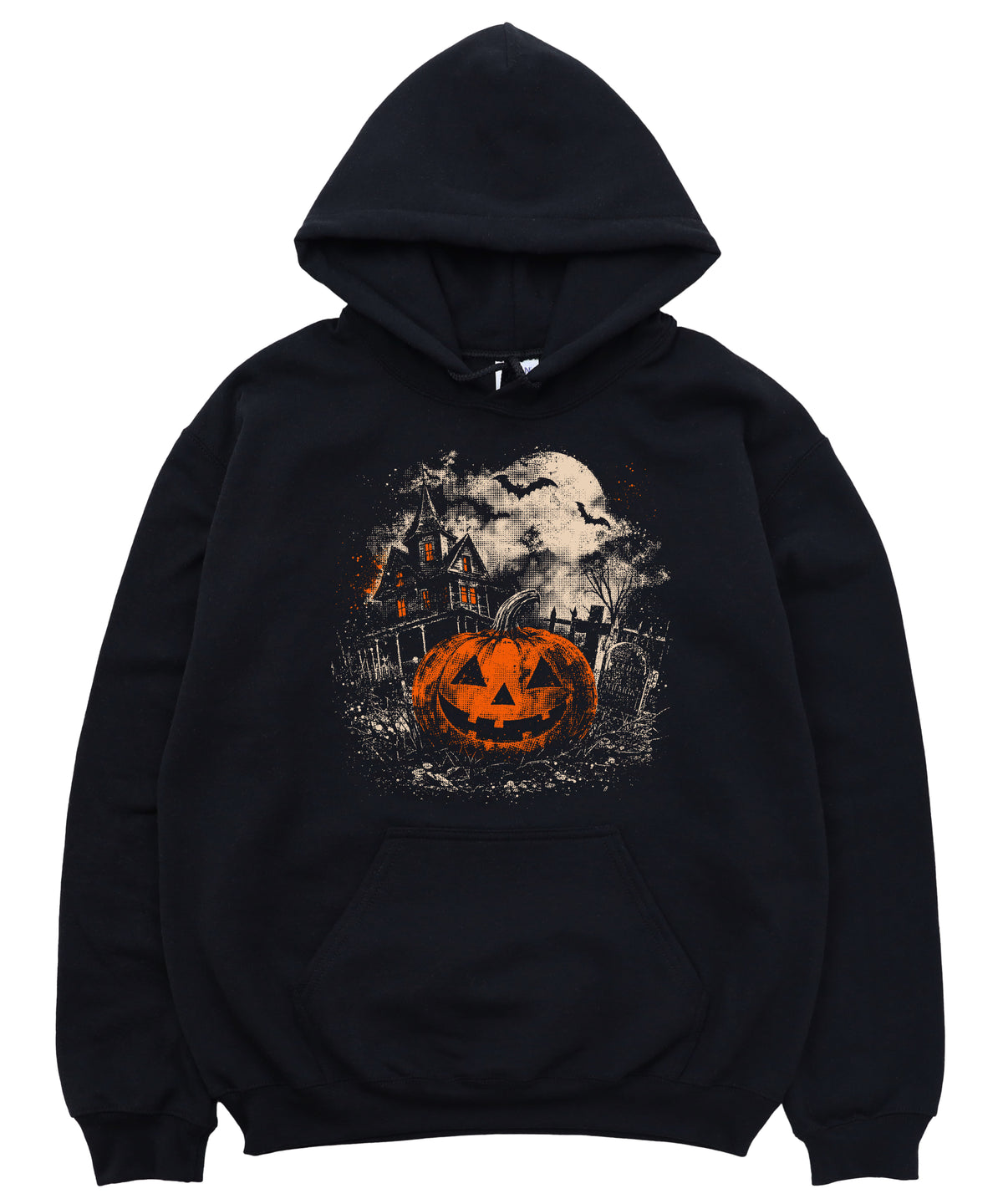 Jack O Lantern haunted house Halloween hoodie in Black - lifestyle view
