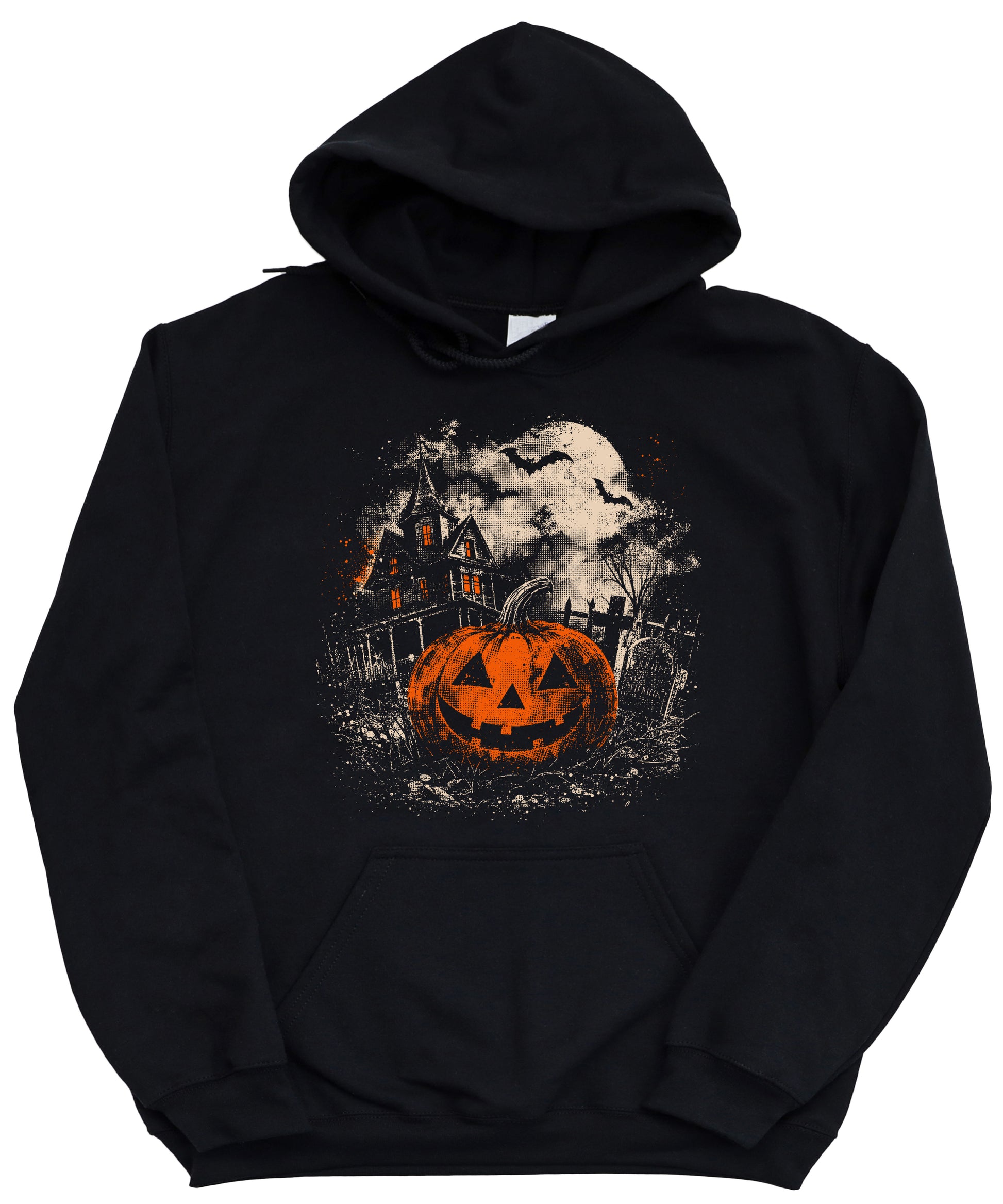 Jack O Lantern haunted house Halloween hoodie in Black - alternate view