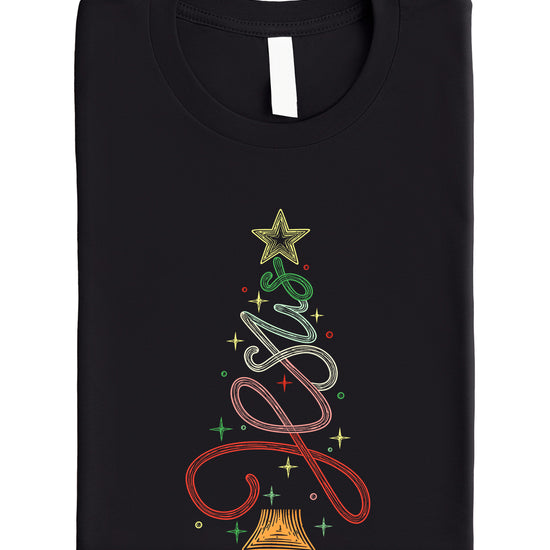 Jesus Christmas tree womens black t-shirt