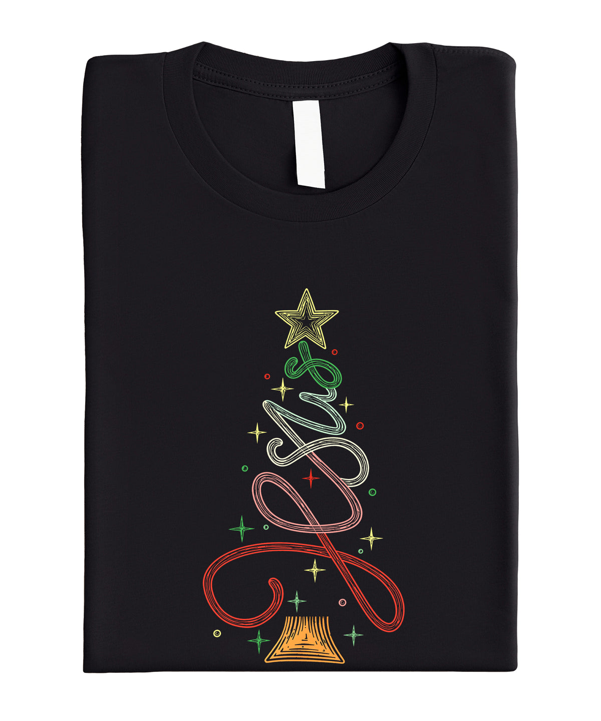 Jesus Christmas tree womens black t-shirt