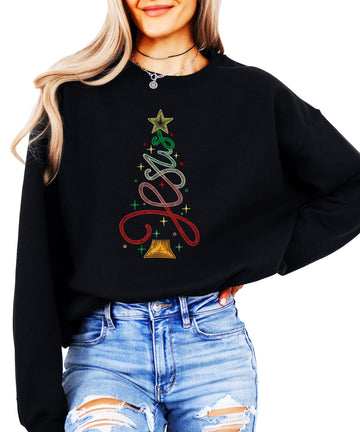 Jesus Christmas Tree Christian Sweatshirt Black