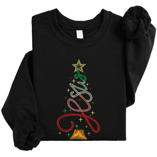 Jesus Christmas Tree Christian Sweatshirt Black