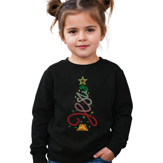 Jesus Christmas Tree Christian Sweatshirt youth Black