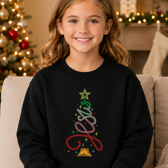 Jesus Christmas Tree Christian Sweatshirt youth Black