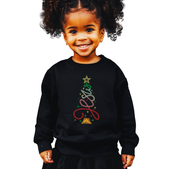 Jesus Christmas Tree Christian Sweatshirt youth Black