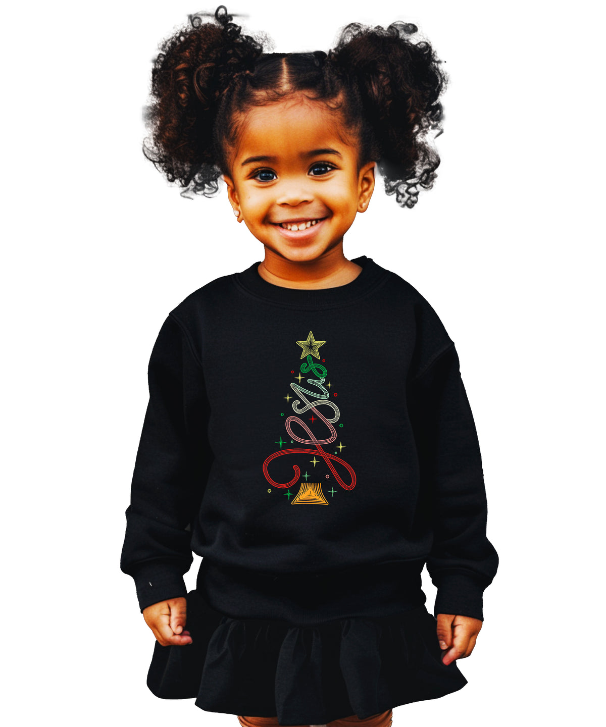 Jesus Christmas Tree Christian Sweatshirt youth Black
