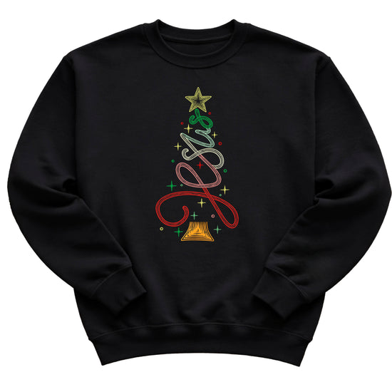 Jesus Christmas Tree Christian Sweatshirt youth Black