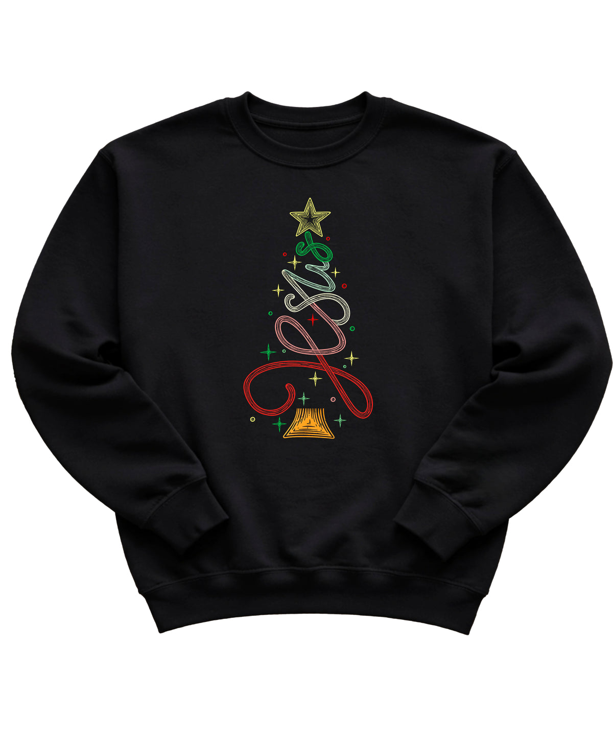 Jesus Christmas Tree Christian Sweatshirt youth Black