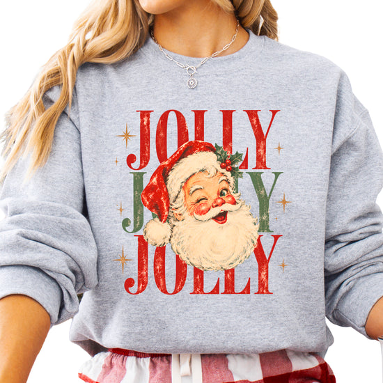 Jolly retro Santa Christmas sweatshirt for women in Gray