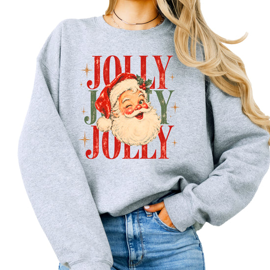 Jolly retro Santa Christmas sweatshirt for women in Gray