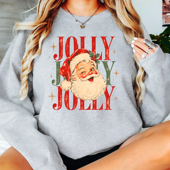 Jolly retro Santa Christmas sweatshirt for women in Gray