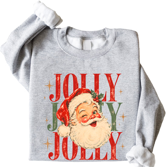 Jolly retro Santa Christmas sweatshirt for women in Gray
