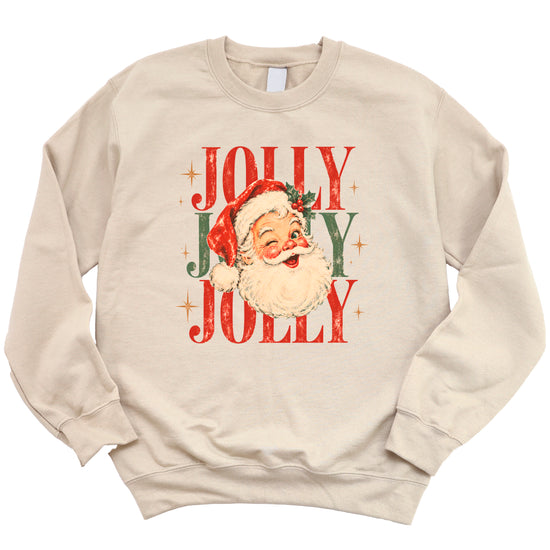 Jolly retro Santa Christmas sweatshirt for women in Sand