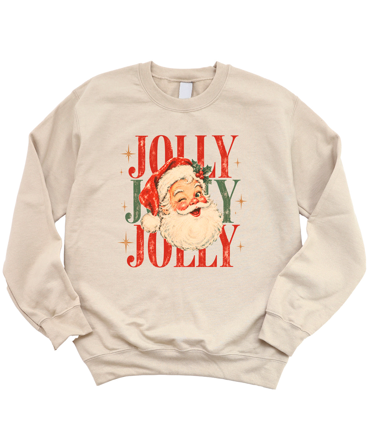 Jolly retro Santa Christmas sweatshirt for women in Sand