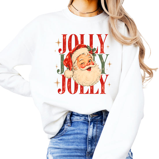 Jolly retro Santa Christmas sweatshirt for women in White