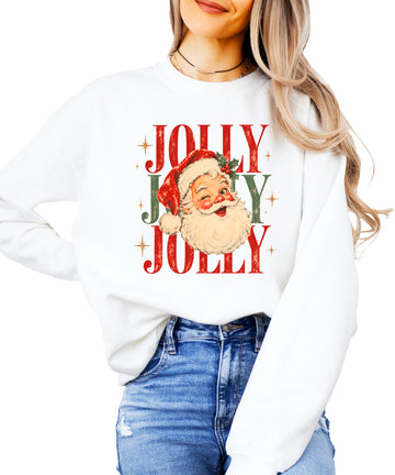 Jolly retro Santa Christmas sweatshirt for women in White