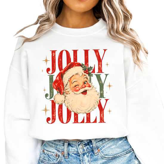 Jolly retro Santa Christmas sweatshirt for women in White