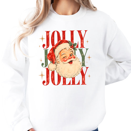 Jolly retro Santa Christmas sweatshirt for women in White