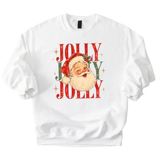 Jolly retro Santa Christmas sweatshirt for women in White