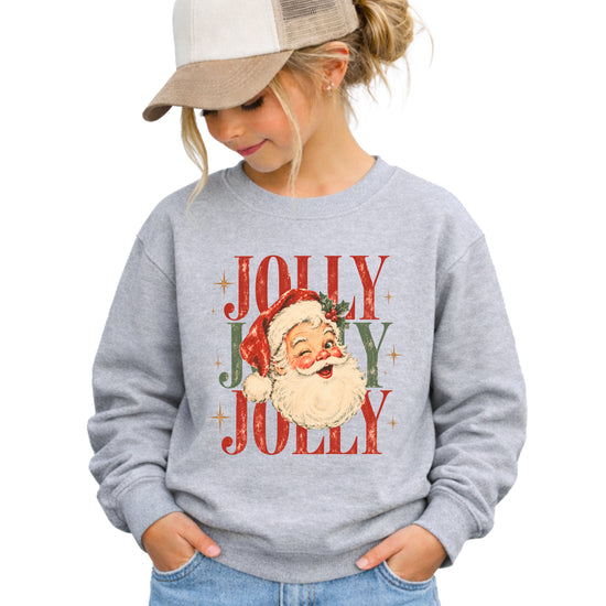 Jolly retro Santa Christmas sweatshirt for girls in Gray