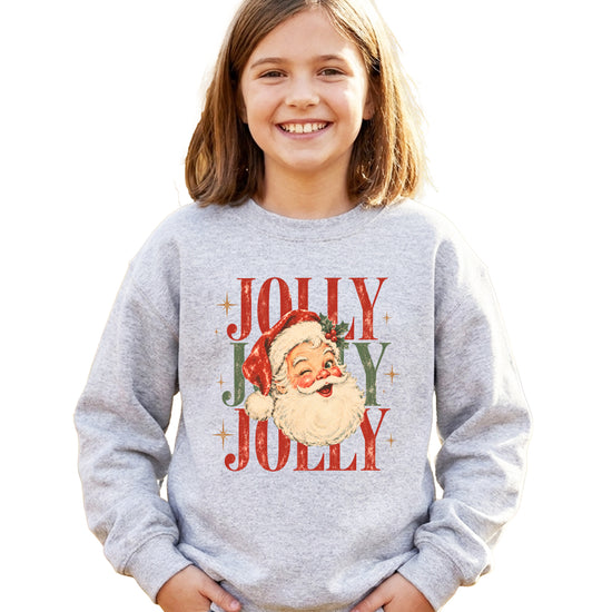 Jolly retro Santa Christmas sweatshirt for girls in Gray