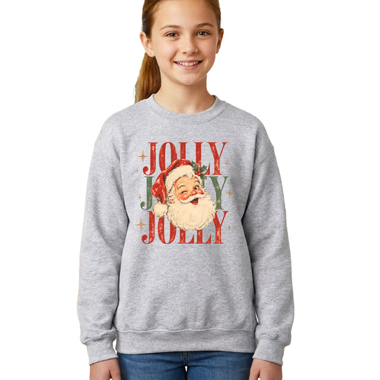 Jolly retro Santa Christmas sweatshirt for girls in Gray