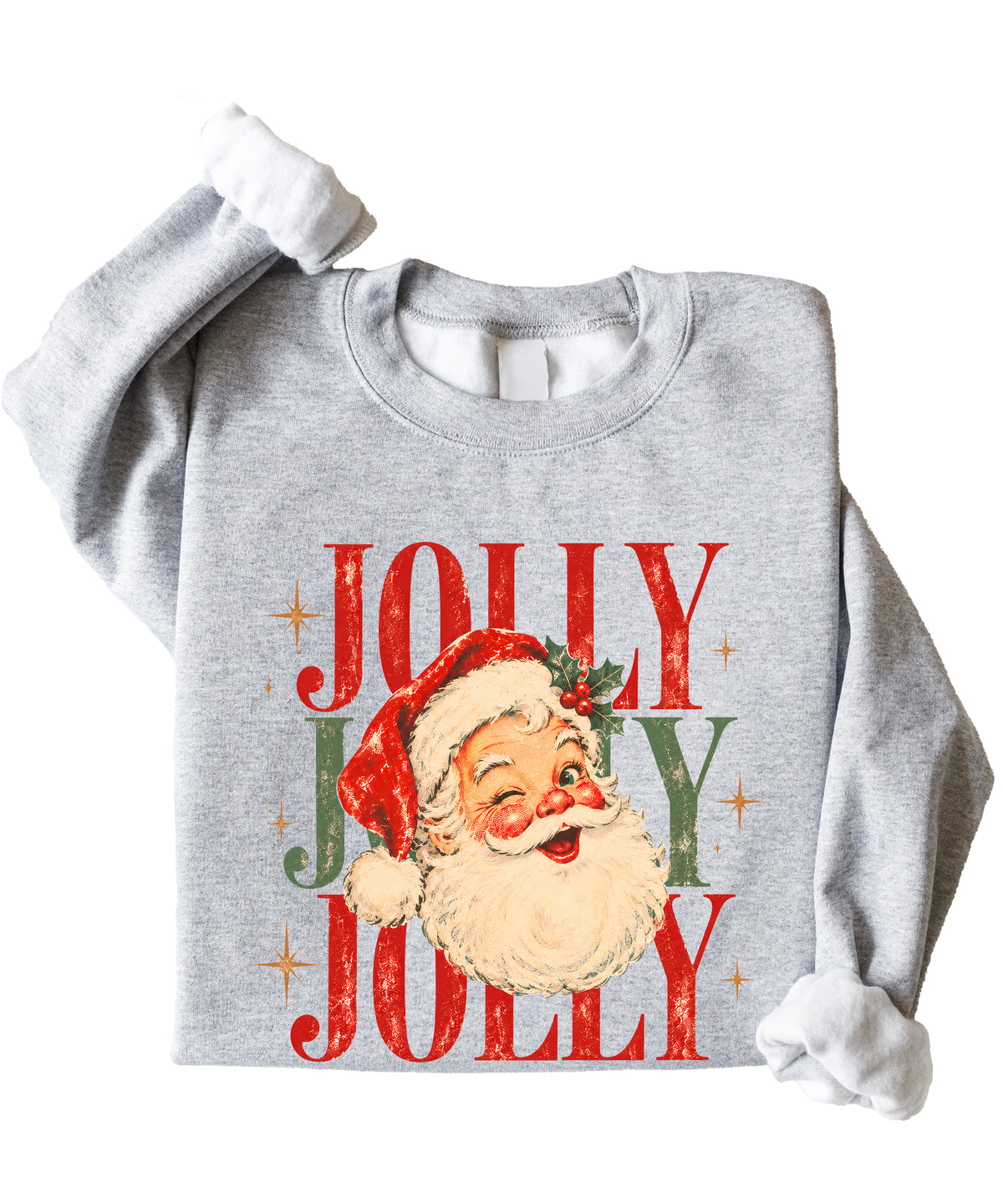 Jolly retro Santa Christmas sweatshirt for girls in Gray