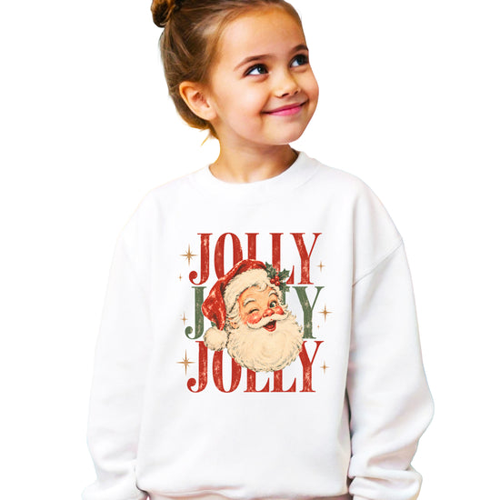 Jolly retro Santa Christmas sweatshirt for girls in White