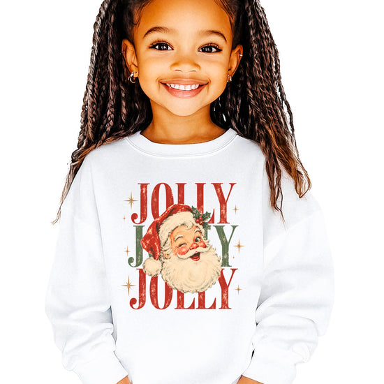 Jolly retro Santa Christmas sweatshirt for girls in White