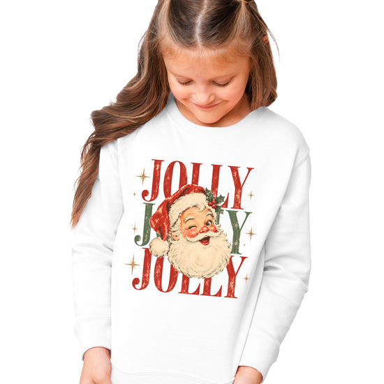 Jolly retro Santa Christmas sweatshirt for girls in White