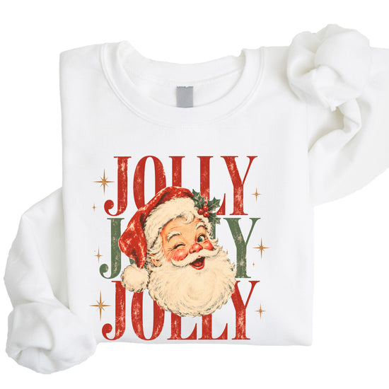 Jolly retro Santa Christmas sweatshirt for girls in White
