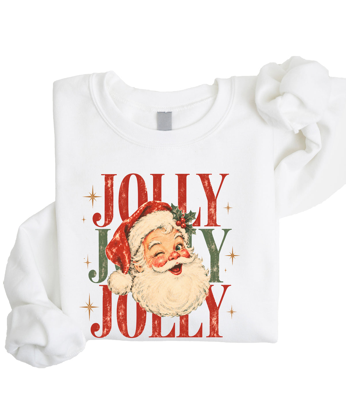 Jolly retro Santa Christmas sweatshirt for girls in White