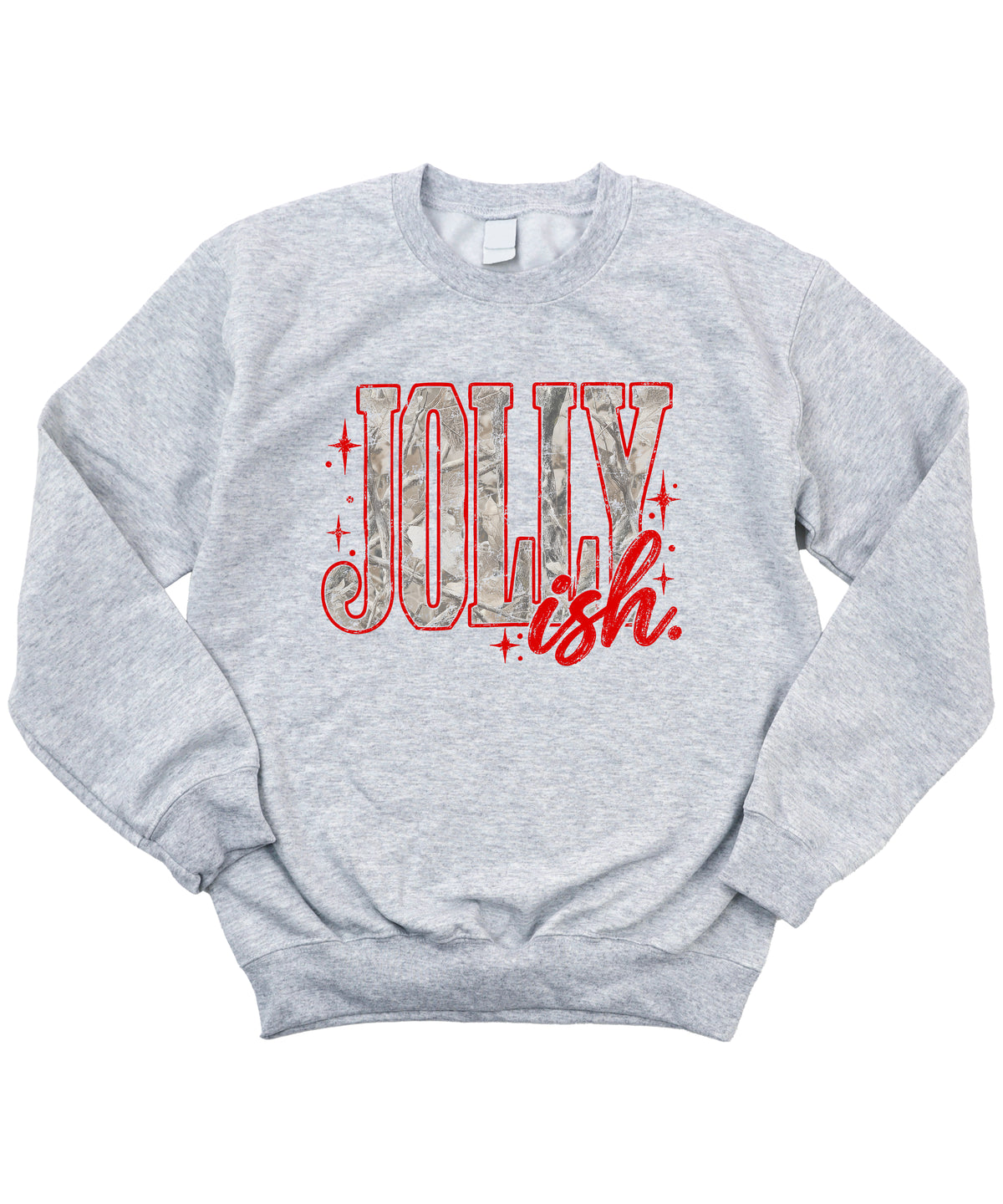 Jolly Ish camo Christmas sweatshirt for women, Gray